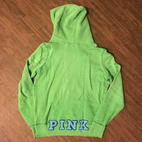 👋🏼DONATED👋🏼 Green Victoria’s Secret Pink Hoody - Picture 3 of 3
